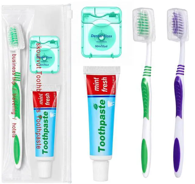 Main image of 20 Disposable Toothbrushes with Toothpaste Set Individually Wrapped Travel Toothbrushes Kit in Bulk Travel Toiletry Kit with Toothbrush Head Cover,Dental Floss Bulk 50m/55yd for Travel Hotel