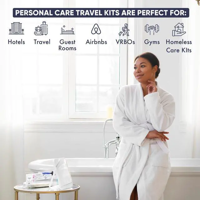 Alt view image 2 of 7 - Personal Care Travel Toiletries | 1-Shoppe Amenities Kit | Travel Shaving Set, Toothbrush & Paste, Mouthwash, Makeup Wipes, Swabs, Nail File & Sewing Kit | 150 Pieces