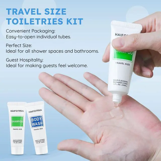 Alt view image 3 of 6 - Travel Size Shampoo and Body Wash Bulk Pack of 30,Individually Wrapped 30ml/1 fl oz Small Size Hotel Supplies Portable Toiletries Amenities Bulk for Guests,Travel,Homeless,Charity