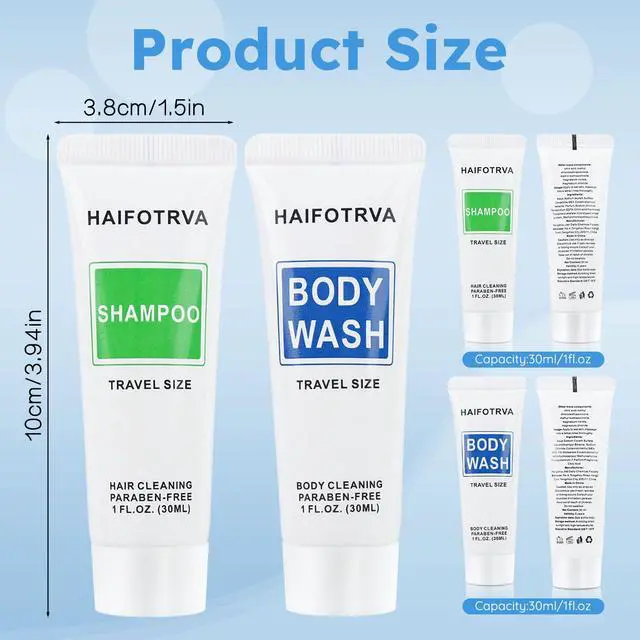Alt view image 4 of 6 - Travel Size Shampoo and Body Wash Bulk Pack of 30,Individually Wrapped 30ml/1 fl oz Small Size Hotel Supplies Portable Toiletries Amenities Bulk for Guests,Travel,Homeless,Charity