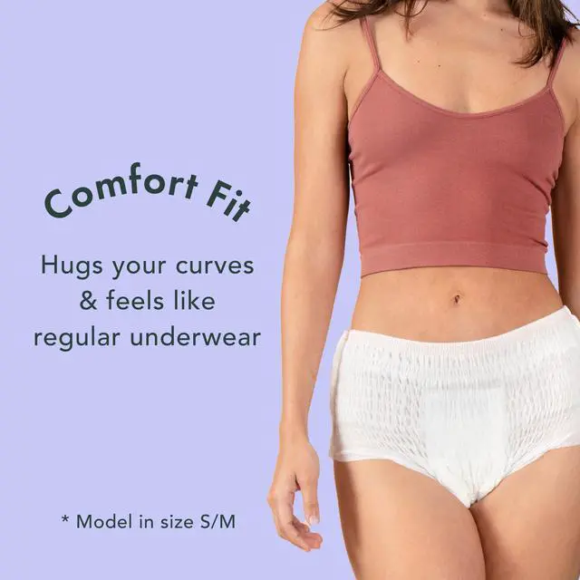Alt view image 5 of 7 - Disposable Underwear for Women, Organic Cotton Cover - Incontinence Pads, Postpartum Essentials, Disposable Underwear, Unscented, Maximum Coverage (Size S-M, 12 Count)