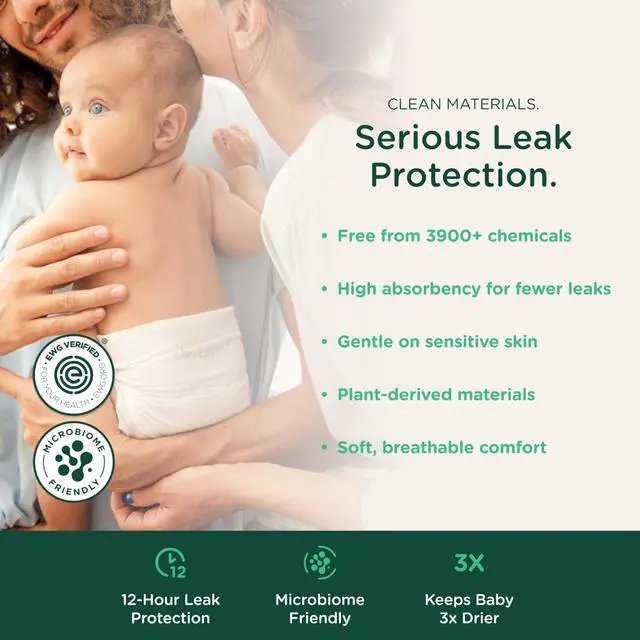 Alt view image 2 of 7 - Our Diapers | The First EWG Verified & Microbiome-Friendly Diaper | Size NB (<10 lbs) 32 Count | 12-Hour Leak Protection | Made with Organic Cotton & Plant-Derived Materials | Totally Chlorine Free