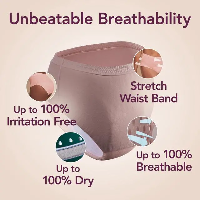 Alt view image 6 of 7 - Silhouette Adult Diapers, Incontinence & Postpartum Bladder Leak Underwear for Women, Maximum Absorbency, Large, Pink, 52 Count (2 Packs of 26), Packaging May Vary