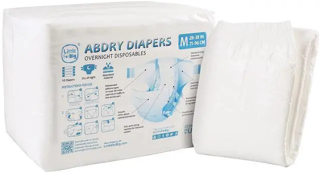 Main image of Adult Diaper 10 Pieces - ABDry New White Diapers (Medium 28"-38")