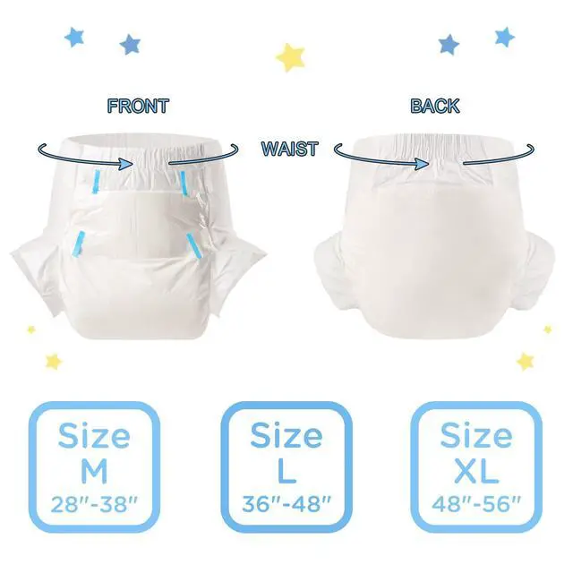 Alt view image 2 of 7 - Adult Diaper 10 Pieces - ABDry New White Diapers (Medium 28"-38")