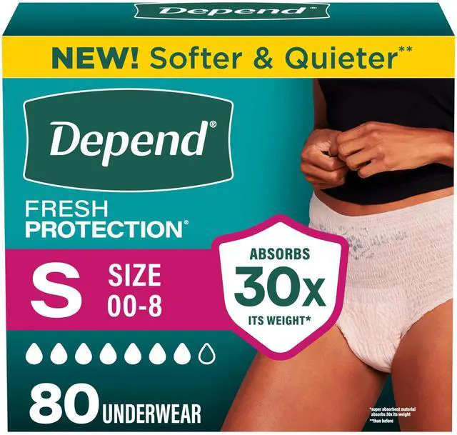 Main image of Fresh Protection Adult Diapers, Incontinence Underwear for Women, Disposable, Maximum, Small, Blush, 80 Count (2 Packs of 40), Packaging May Vary