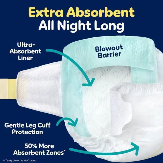 Alt view image 3 of 7 - ZZZ Overnight Diapers, Size 7 (41+ lbs), 36 Count, Nighttime Protection Disposable Baby Diaper, Night Time Leak and Skin Protection