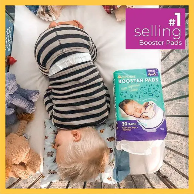 Alt view image 3 of 5 - Sposie Overnight Diaper Booster Pads, Stops Leaks and Bedwetting, Original Adhesive-Free Absorbent Inserts, Helps Reduce Nighttime Changes and Rash, Use with Sizes 4-6, Made in U.S.A. 90 ct.