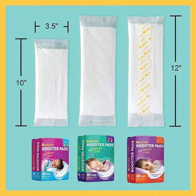 Alt view image 4 of 5 - Sposie Overnight Diaper Booster Pads, Stops Leaks and Bedwetting, Original Adhesive-Free Absorbent Inserts, Helps Reduce Nighttime Changes and Rash, Use with Sizes 4-6, Made in U.S.A. 90 ct.