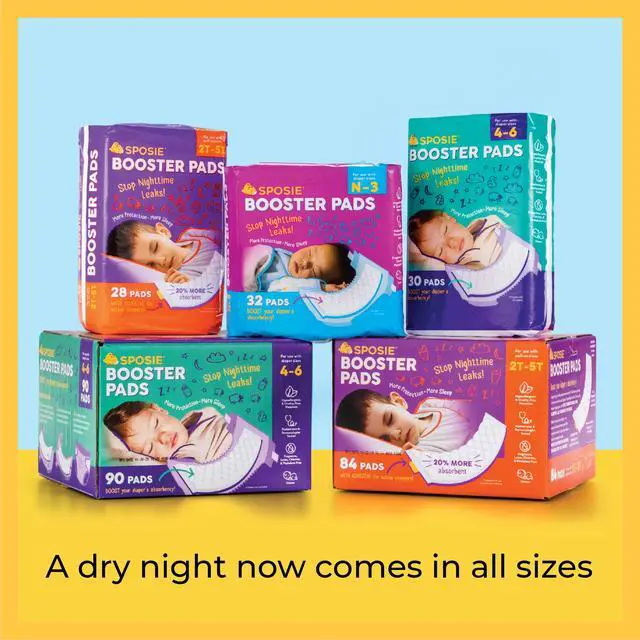 Alt view image 5 of 5 - Sposie Overnight Diaper Booster Pads, Stops Leaks and Bedwetting, Original Adhesive-Free Absorbent Inserts, Helps Reduce Nighttime Changes and Rash, Use with Sizes 4-6, Made in U.S.A. 90 ct.