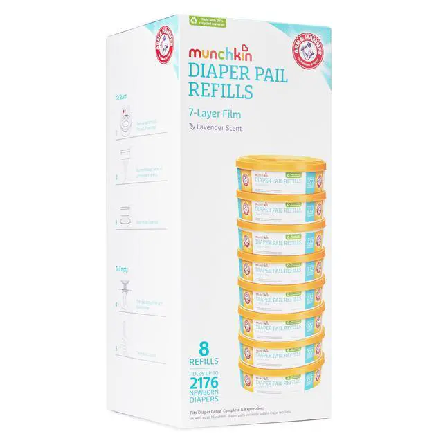 Alt view image 2 of 7 - Arm and Hammer Diaper Pail Refills, 8 Pack, Lavender Scented, Holds 2176 Newborn Diapers