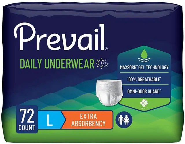 Main image of Daily Protective Underwear - Unisex Adult Incontinence Underwear - Disposable Adult Diaper for Men & Women - Maximum Absorbency - Large - 18 Count (Pack of 4)