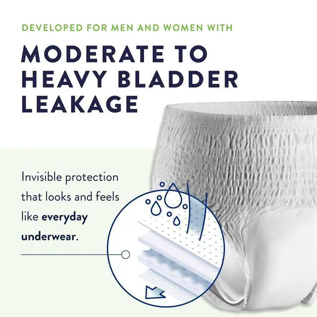 Alt view image 4 of 6 - Daily Protective Underwear - Unisex Adult Incontinence Underwear - Disposable Adult Diaper for Men & Women - Maximum Absorbency - Large - 18 Count (Pack of 4)