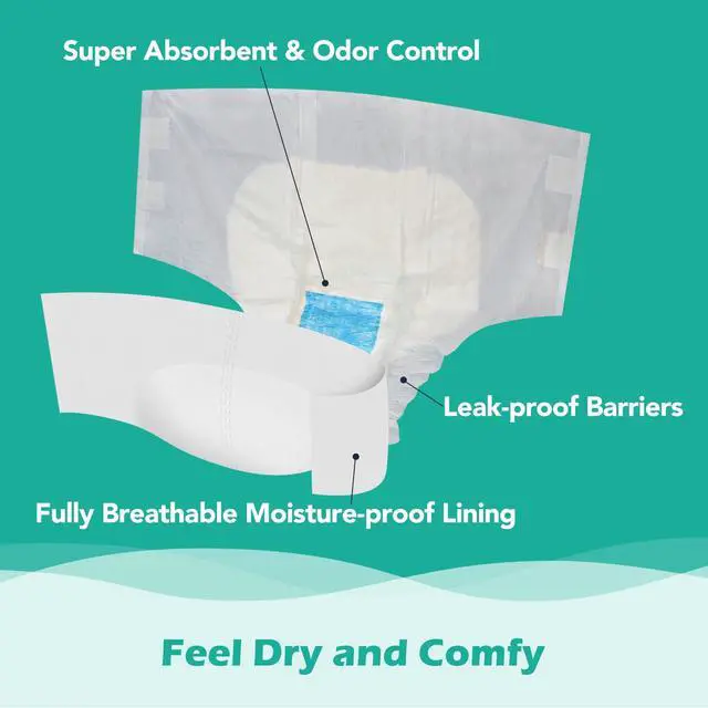 Alt view image 4 of 7 - TrustPlus Adult Diapers with Maximum Absorbency, Unisex Disposable Incontinence Briefs with Tabs for Men and Women, Odor Control, Large, 15 Count