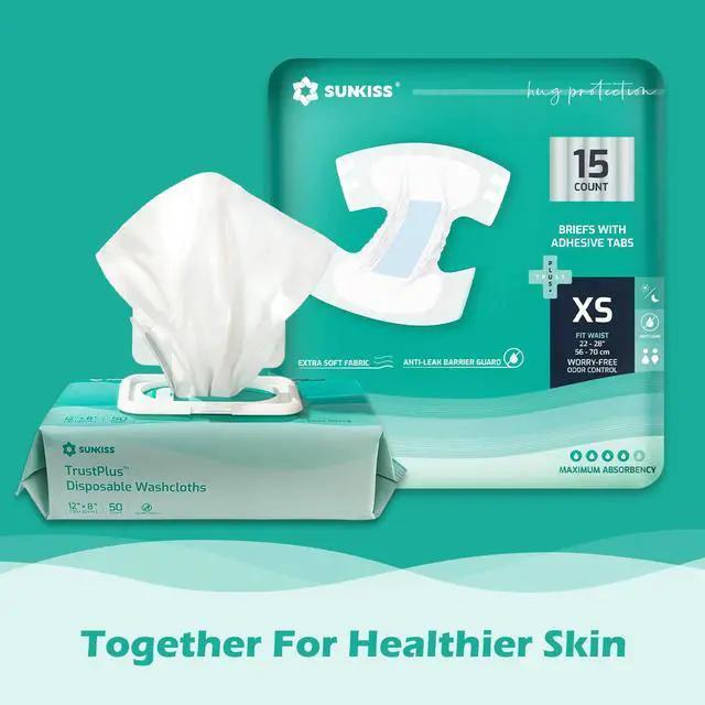 Alt view image 7 of 7 - TrustPlus Adult Diapers with Maximum Absorbency, Unisex Disposable Incontinence Briefs with Tabs for Men and Women, Odor Control, Large, 15 Count