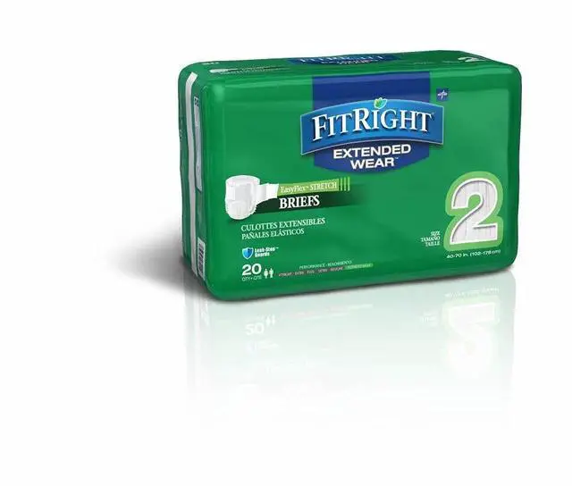 Alt view image 3 of 5 - FitRight Extended Wear Stretch Briefs, Overnight Adult Diapers with Tabs, Size 2 (Bag of 20)