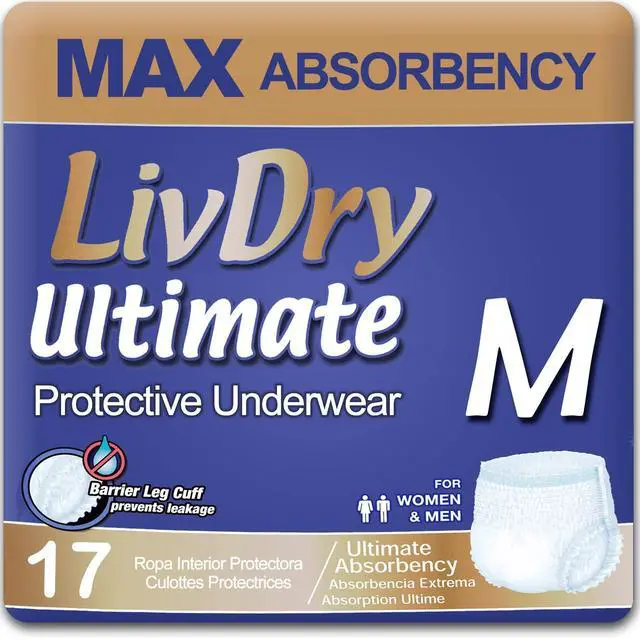 Main image of Ultimate Adult Incontinence Underwear, Max Absorbent Adult Diapers with Leak Protection, Medium, 17-Pack