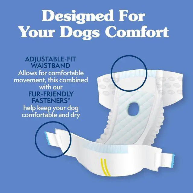 Alt view image 3 of 6 - Disposable Dog Diapers, Female Dog Diapers, Puppy Potty Training, Incontinence and Heat Cycle Protection, Large Diapers for Dogs, 18-27 Inch Waist, 30 Count
