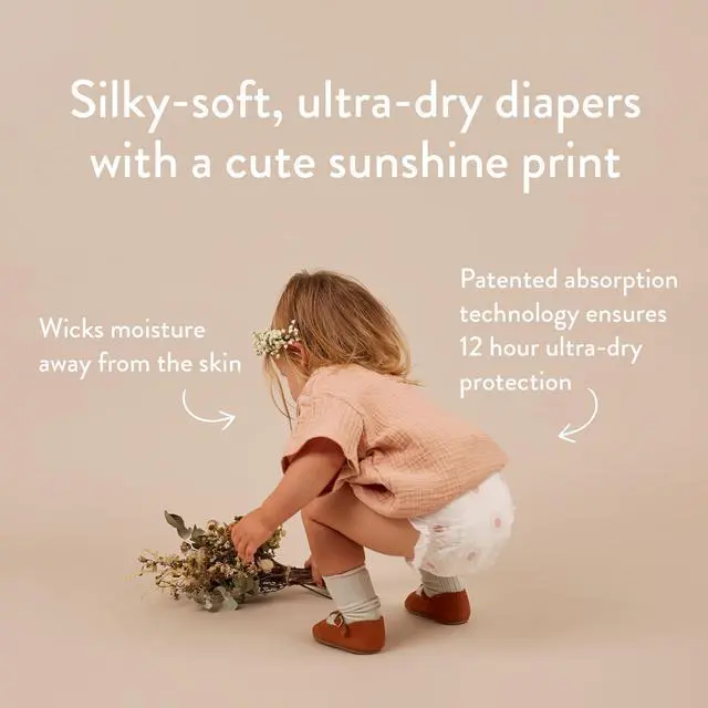 Alt view image 2 of 7 - Baby Diapers, Size 1 XS (4-9 lb) - 1 Bag of 32 - Non Toxic, Eco-Friendly, High Absorbency, Overnight Use, Ultra Slim & Soft - Made in Denmark