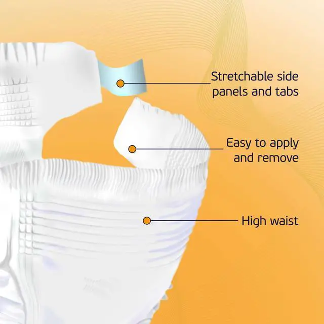 Alt view image 3 of 6 - 3XL Adult Diapers for Women and Men - 8 Bariatric Disposable Briefs with Tabs and Stretchable Side Panels - Breathable with Maximum Absorbency
