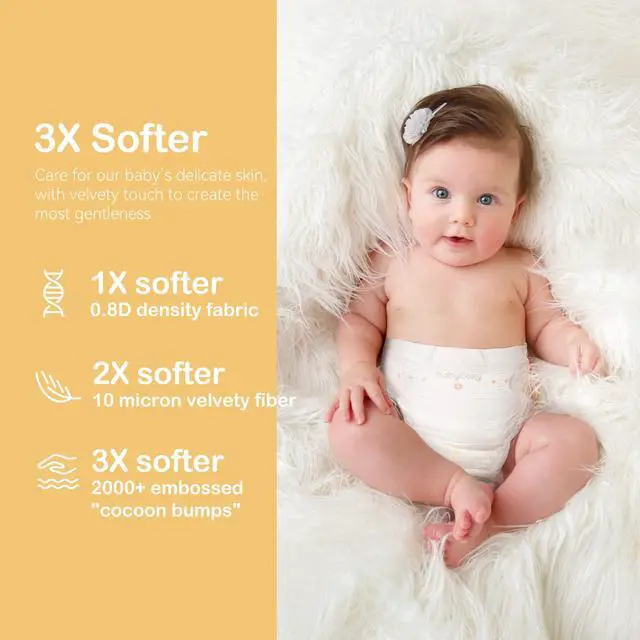 Alt view image 3 of 7 - Diapers Portable Pack Size 4(22~37lb), 56 Count Babycozy Bouncy Soft Diapers Disposable Hypoallergenic Diapers to Protect Sensitive Baby Skin