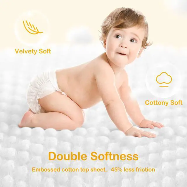 Alt view image 5 of 7 - Diapers Portable Pack Size 4(22~37lb), 56 Count Babycozy Bouncy Soft Diapers Disposable Hypoallergenic Diapers to Protect Sensitive Baby Skin