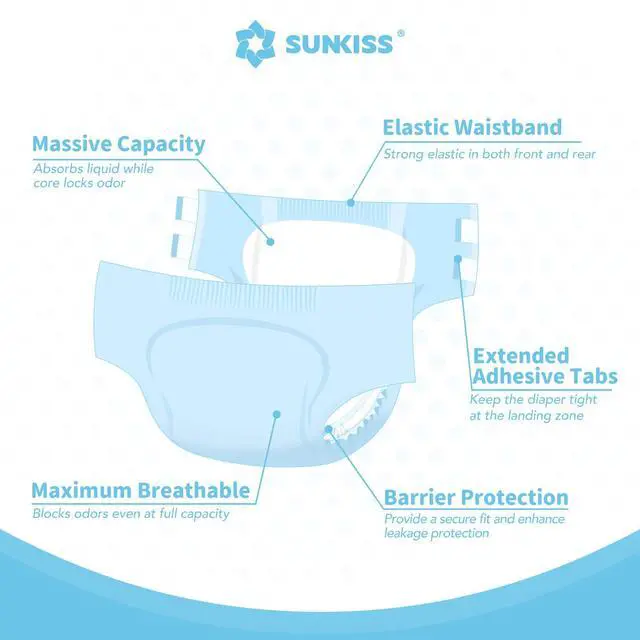 Alt view image 4 of 7 - Masterpiece Adult Diapers with Tabs, Unisex Disposable Incontinence Briefs for Women and Men, Odor Control, Blue, L/XL, 10 Count