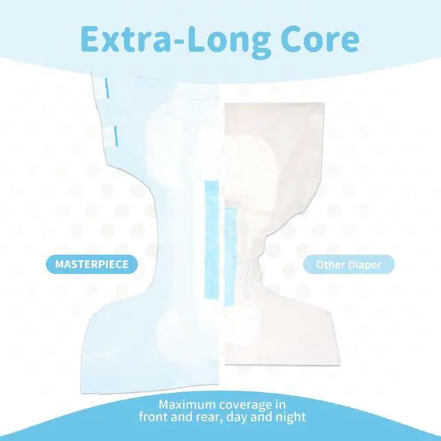 Alt view image 6 of 7 - Masterpiece Adult Diapers with Tabs, Unisex Disposable Incontinence Briefs for Women and Men, Odor Control, Blue, L/XL, 10 Count