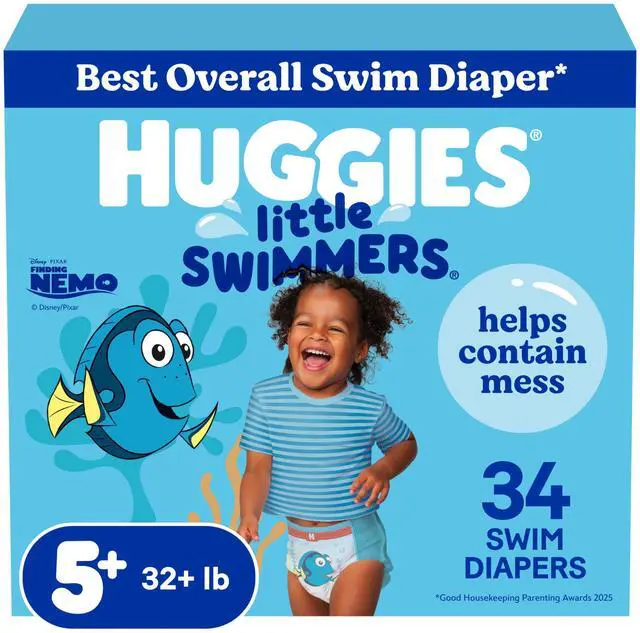 Main image of Little Swimmers Disposable Swim Diapers, Size 5-6 (32+ lbs), 34 Ct (2 Packs of 17), Packaging May Vary