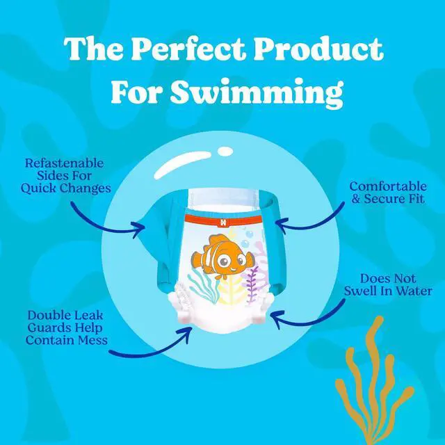 Alt view image 4 of 7 - Little Swimmers Disposable Swim Diapers, Size 5-6 (32+ lbs), 34 Ct (2 Packs of 17), Packaging May Vary