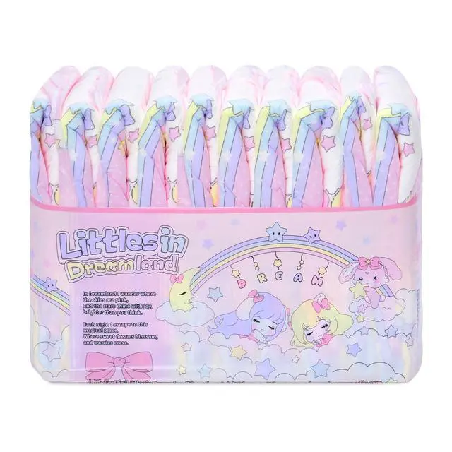 Alt view image 7 of 7 - Ultra Absorbent 7000 mL Adjustable Hook-and-Loop Fastener Closure Adult Printed Cloth Back Diaper 10 Pieces - Fairy Littles in Dreamland (Medium 28"-38")