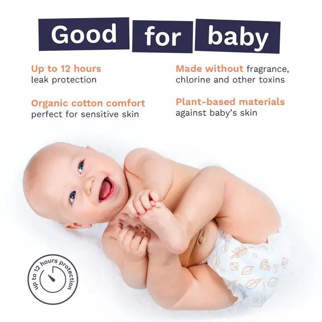 Alt view image 3 of 7 - Size 3 Eco-Friendly Diapers (9-20 lbs) Totally Chlorine Free (TCF),Hypoallergenic, Soft Organic Cotton, Sustainable, up to 12 Hours Leak Protection, Allergy UK,26 Count (Pack of 3) (78 Baby Diapers)