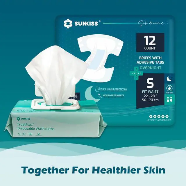 Alt view image 7 of 7 - TrustPlus Overnight Adult Diapers with Tabs, Unisex Disposable Incontinence Briefs for Men and Women, Odor Control, Small, 12 Count