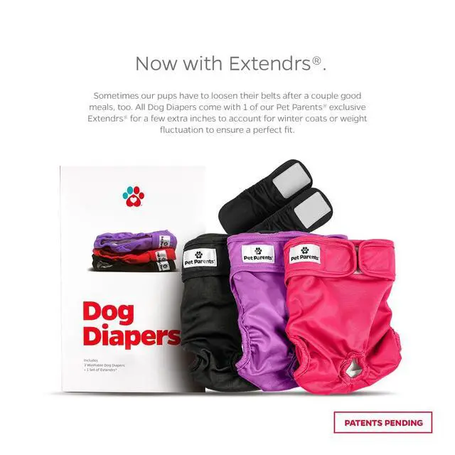 Alt view image 2 of 7 - Washable Dog Diapers (3pack) + Extendrs® of Durable Doggie Diapers, Premium Dog Diapers Female (Large, Princess)