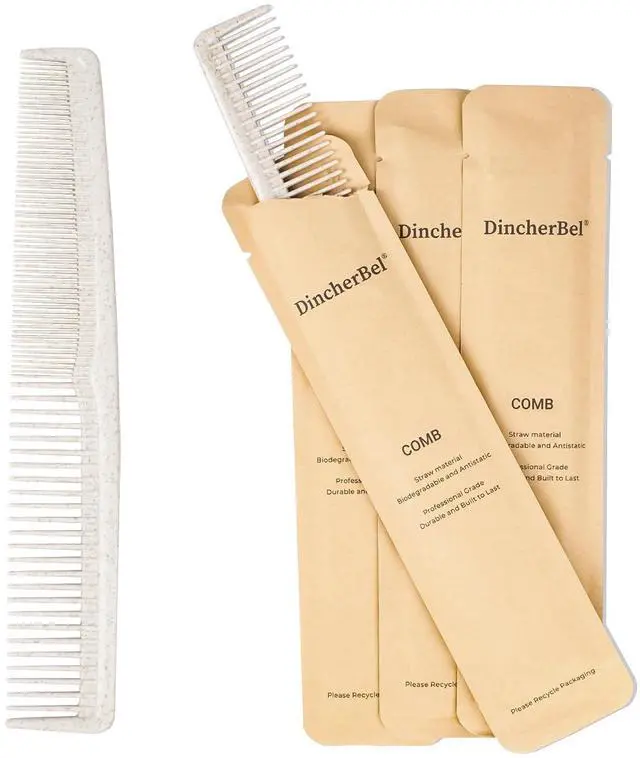 Main image of Hair Combs Bulk, Disposable Wheat Straw Combs Individually Wrapped Combs for Hotel, Travel, Airbnb, Charity, Church, Homeless (Pack of 100)