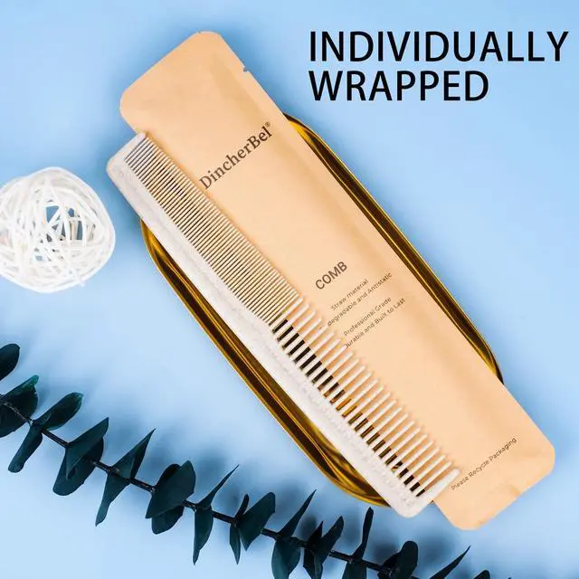 Alt view image 7 of 7 - Hair Combs Bulk, Disposable Wheat Straw Combs Individually Wrapped Combs for Hotel, Travel, Airbnb, Charity, Church, Homeless (Pack of 100)