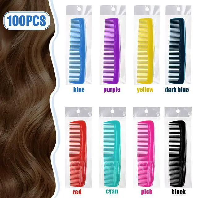 Alt view image 2 of 7 - 100 Packs Combs Bulk Individually Wrapped Multicolor Disposable Travel Comb Bulk Hair for Hotel Small Combs Homeless Shelter Church(Multicolor)