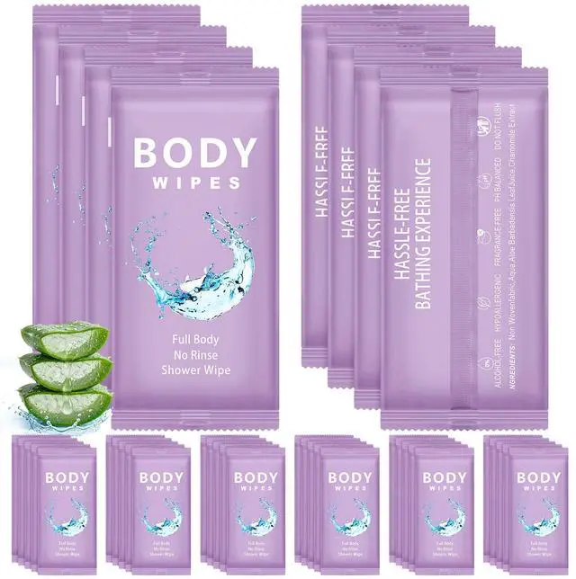Main image of 300 Pcs Large Body Wipes Bulk Deodorant Travel Size for Homeless Care Package Supplies Individually Wrapped Adults Bathing No Rinse Wet Wipes Men Women Hygiene Items(7.09" X 9.84",Purple)