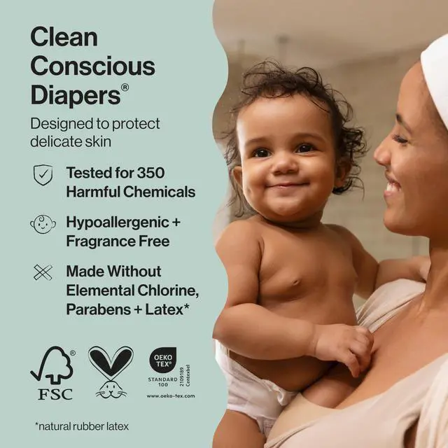 Alt view image 2 of 7 - Comfort Dry Disposable Daytime Diapers for Sensitive Skin, Hypoallergenic, All The Letters + It's a Pawty, Super Club Box, Size 5 (27 lbs), 84 Count