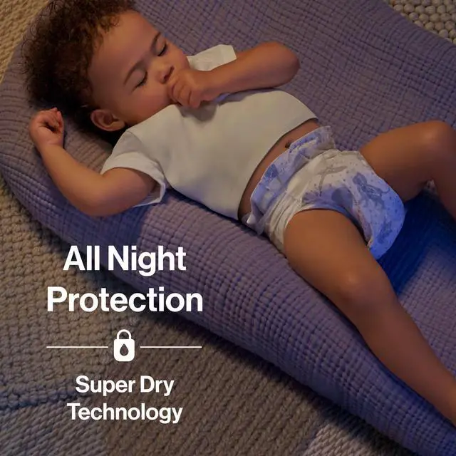 Alt view image 2 of 7 - Comfort Dry Overnight Diapers, Up to 12 Hours Protection, Hypoallergenic, Cozy Cloud + Star Signs, Club Box Size 5 (27+ lbs), 40 Count