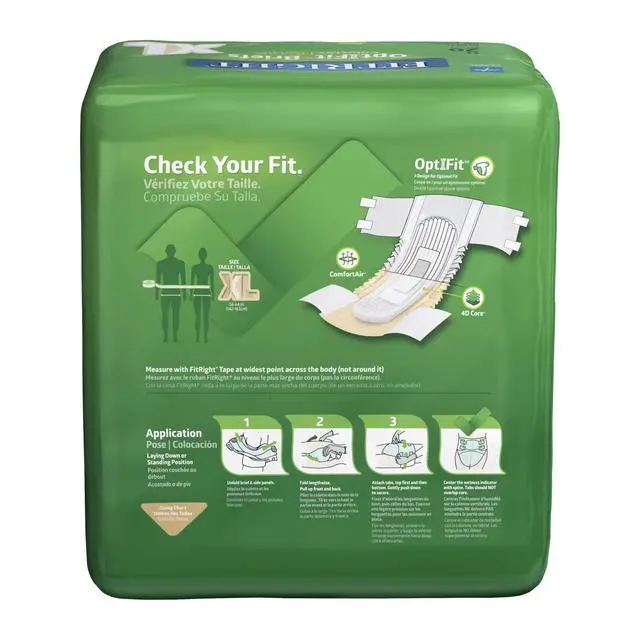Alt view image 2 of 7 - Adult Diapers, Extra Heavy Absorbency, XL (Waist Size 56in-64in), 80 Count, OptiFit Incontinence Briefs for Men and Women, Disposable, Moisture Wicking, Leak Protection,