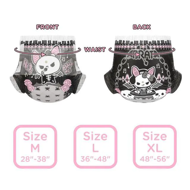 Alt view image 5 of 7 - Ultra Absorbent 7000 mL Adult Printed Diaper 10 Pieces - Goth Brat (Large 36"-48")