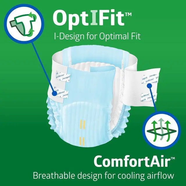 Alt view image 2 of 6 - Adult Diapers, Ultra Heavy Absorbency, L (Waist Size 44in-56in), 20 Count, OptiFit Incontinence Briefs for Men and Women, Disposable, Moisture-Wicking, Leak Protection,