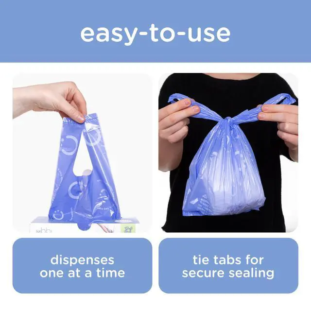 Alt view image 3 of 5 - Disposable Diaper Sacks, Lavender Scented, Easy-To-Tie Tabs, Diaper Disposal or Pet Waste Bags, 200 Count