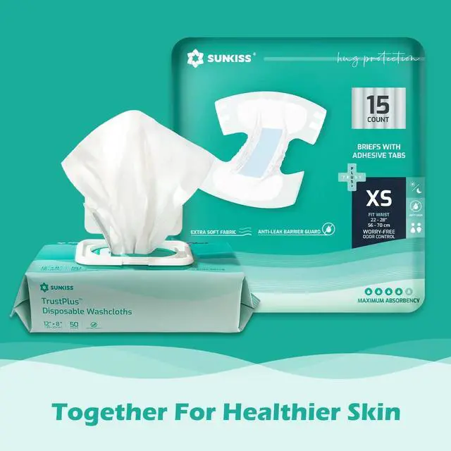 Alt view image 7 of 7 - TrustPlus Adult Diapers with Maximum Absorbency, Unisex Disposable Incontinence Briefs with Tabs for Men and Women, Odor Control, Medium, Previously S/M, 15 Count