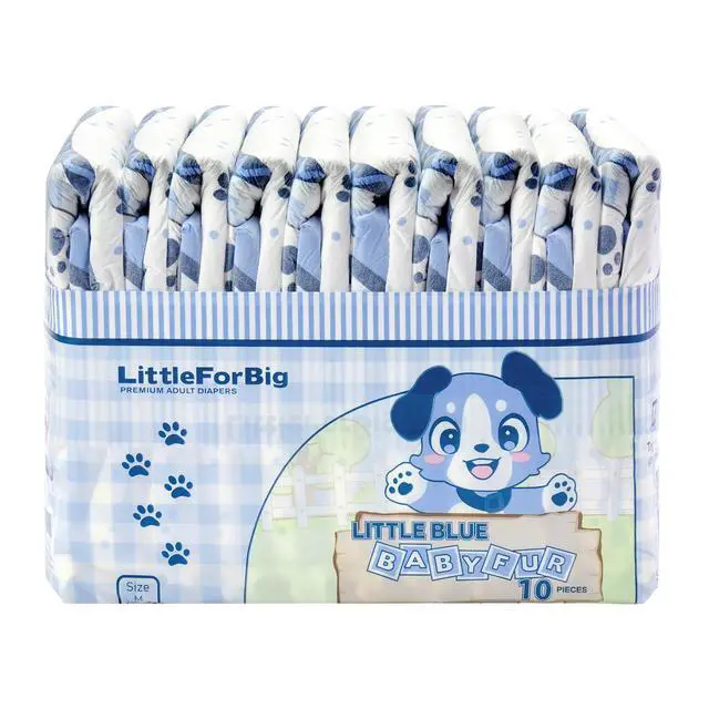 Alt view image 6 of 6 - Adjustable Hook-and-Loop Fastener Closure Adult Printed Cloth Back Diaper 10 Pieces - Little Blue BabyFur (Medium 28"-38")