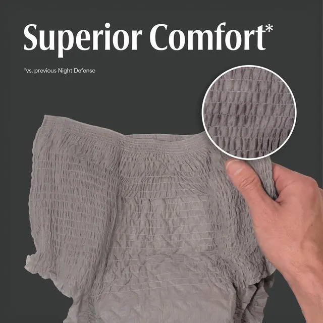 Alt view image 5 of 7 - Night Defense Adult Diapers, Incontinence Underwear for Men, Disposable, Overnight, Small/Medium, Grey, 16 Count, Packaging May Vary