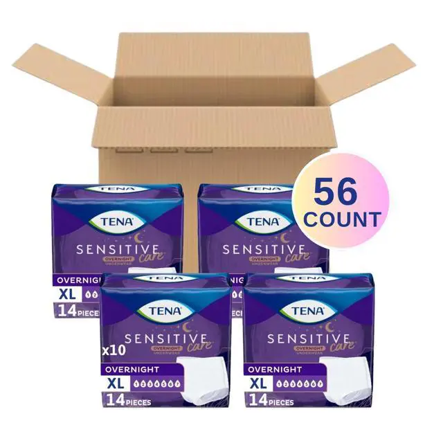 Alt view image 7 of 7 - Sensitive Care Overnight Incontinence Underwear Women, XL 39-52in 56ct