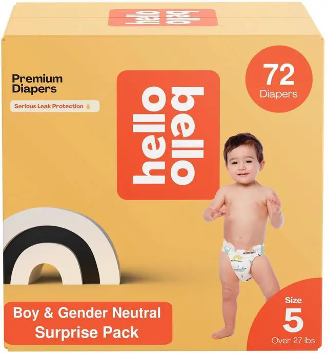 Main image of Premium Diapers, Size 5 (27+ lbs) Surprise Pack for Boys - 72 Count, Hypoallergenic with Soft, Cloth-Like Feel - Assorted Boy & Gender Neutral Patterns