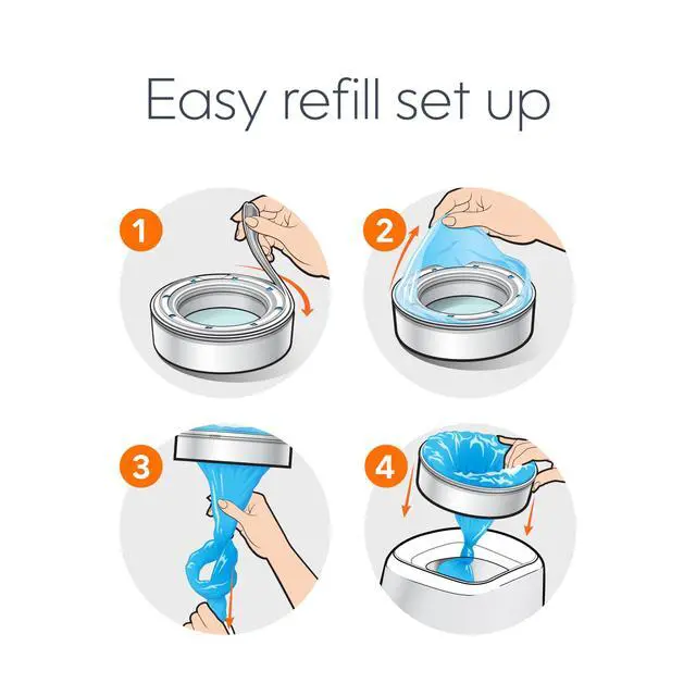 Alt view image 4 of 7 - Essentials Round Refill 8-Pack | Holds Up to 2560 Newborn Diapers | Features Unscented Continuous Film | Compatible with Diaper Genie Complete and Expressions Pails,8 Count (Pack of 1)